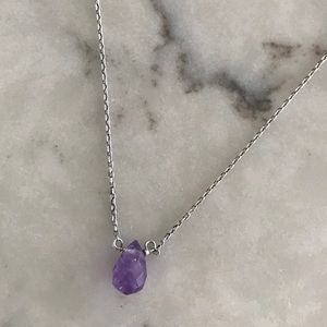 Silver necklace with purple amethyst charm